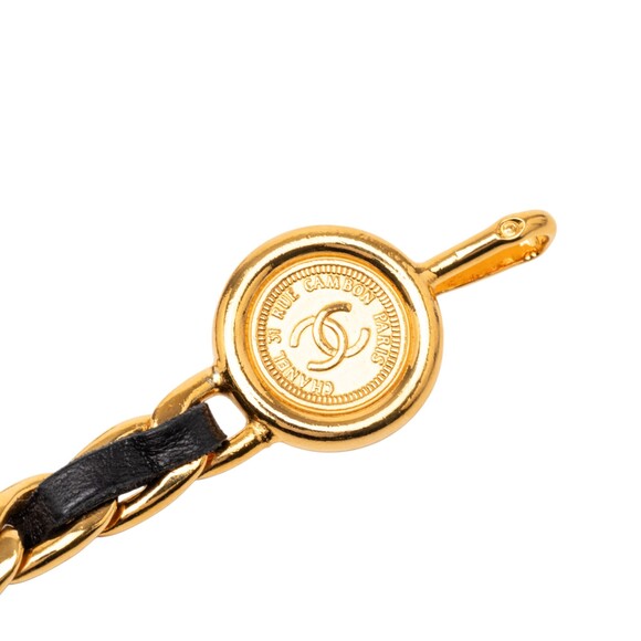 Pre-Loved Chanel Gold Plated Leather Woven 31 Rue Cambon Medallion Chain Belt